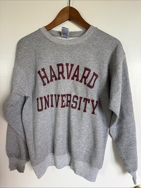 Champion Gray Crewneck Sweatshirt with Maroon Collegiate Print